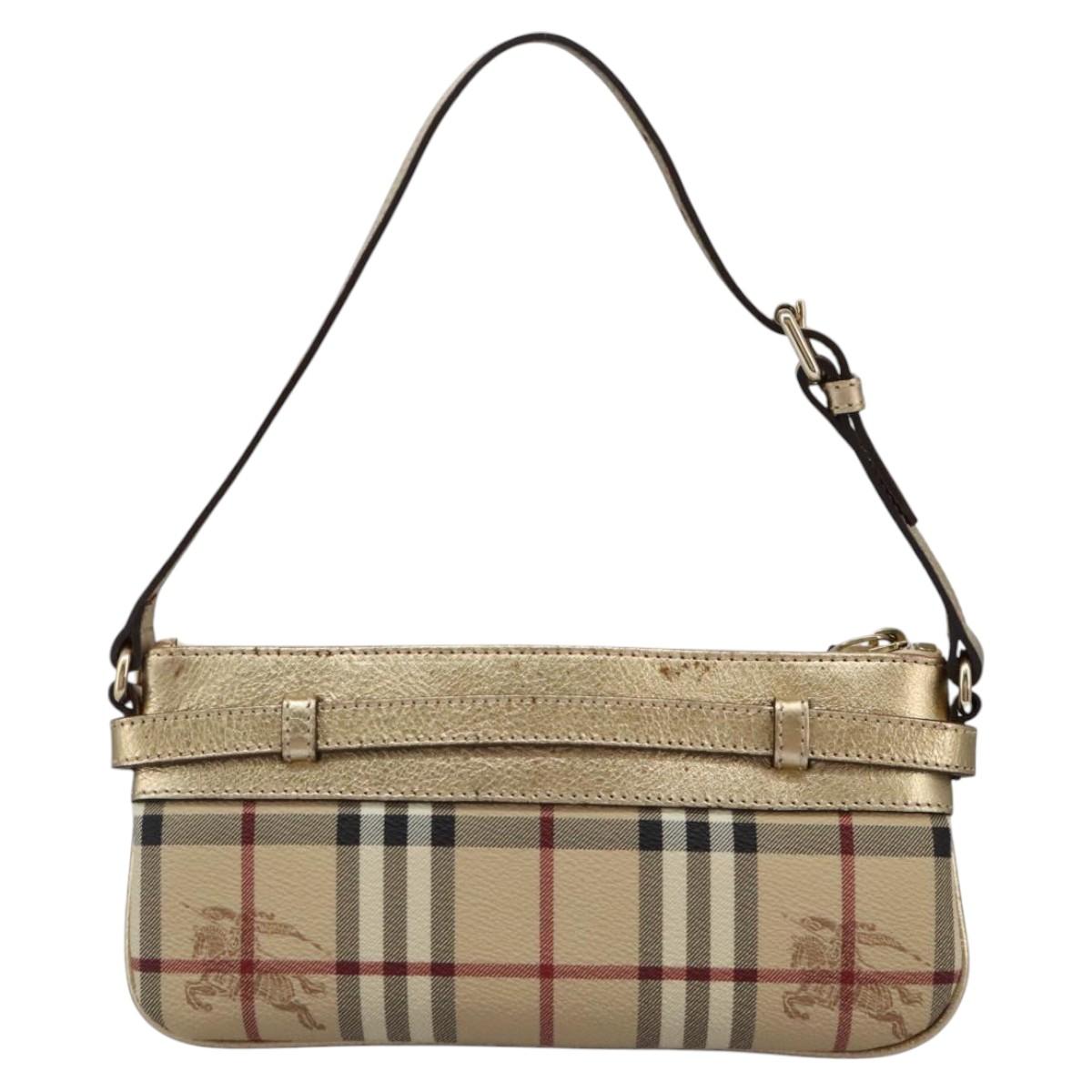 Burberry Haymarket Beige Canvas Shoulder Bag (Pre-Owned)