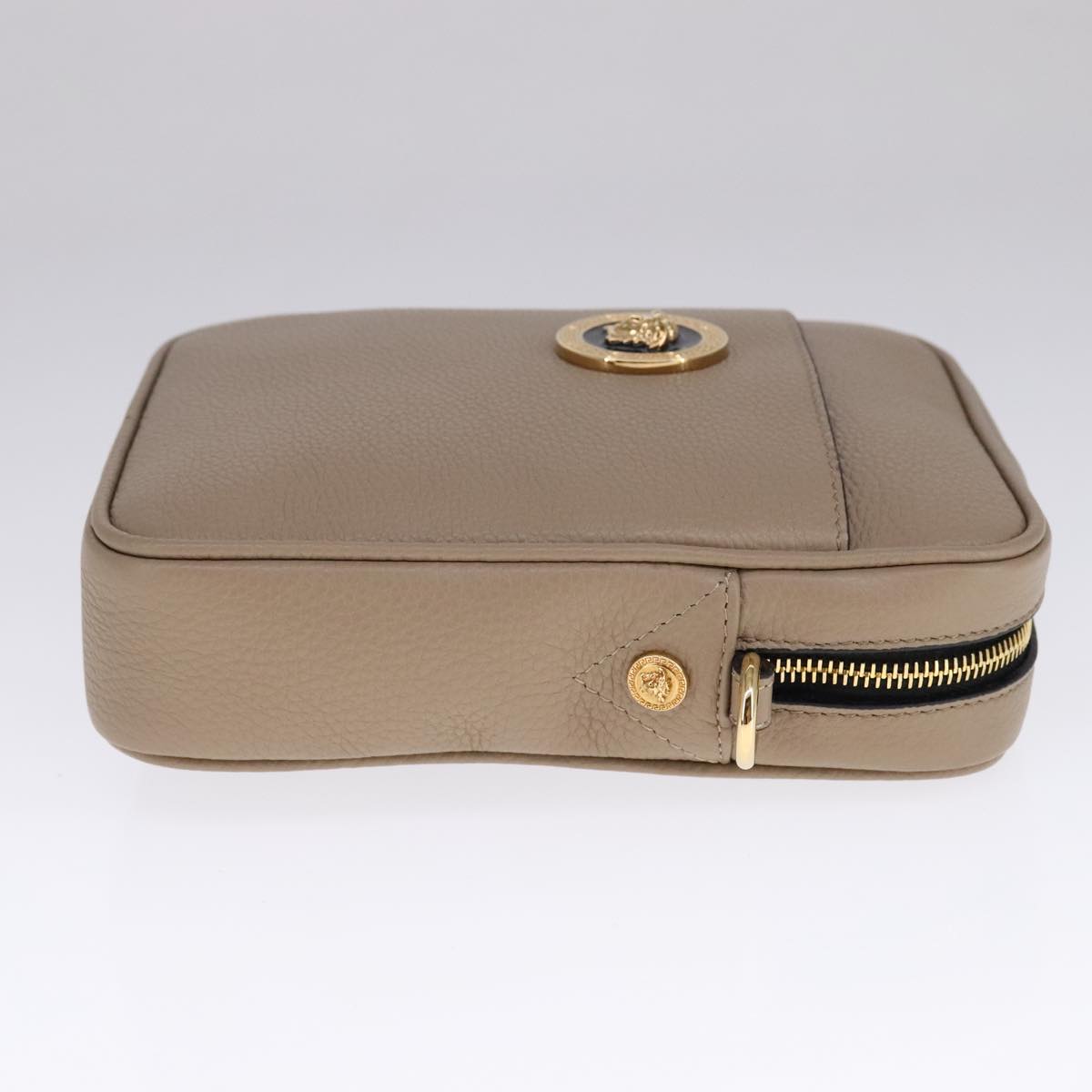 Versace Medusa Beige Leather Shoulder Bag (Pre-Owned)