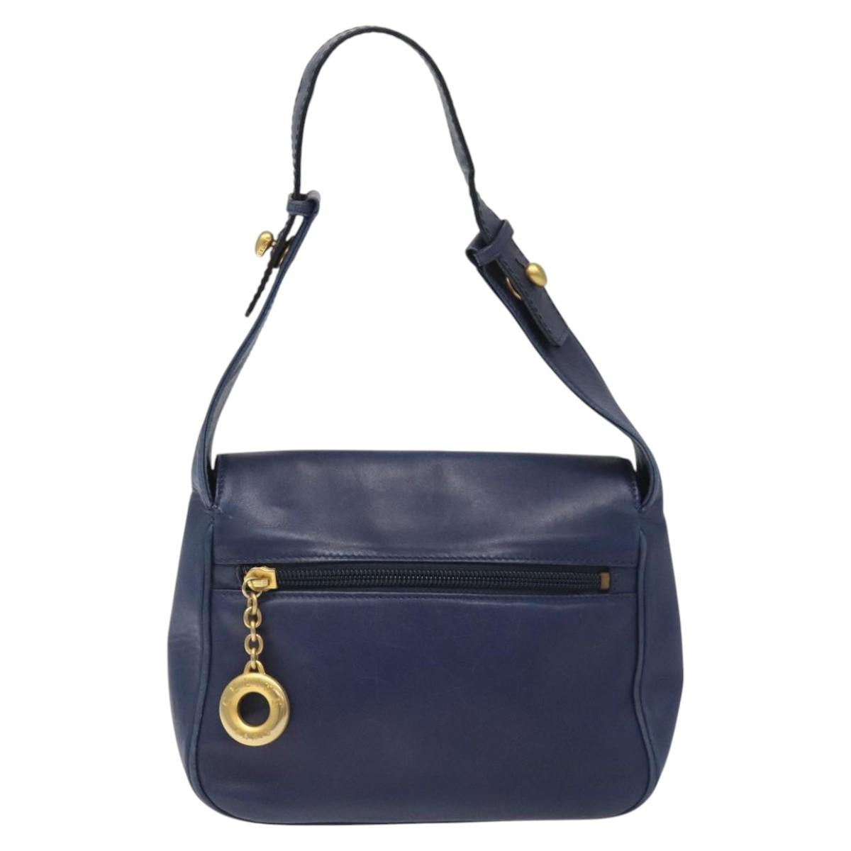 Céline Logo Du Cercle Blue Leather Shoulder Bag (Pre-Owned)