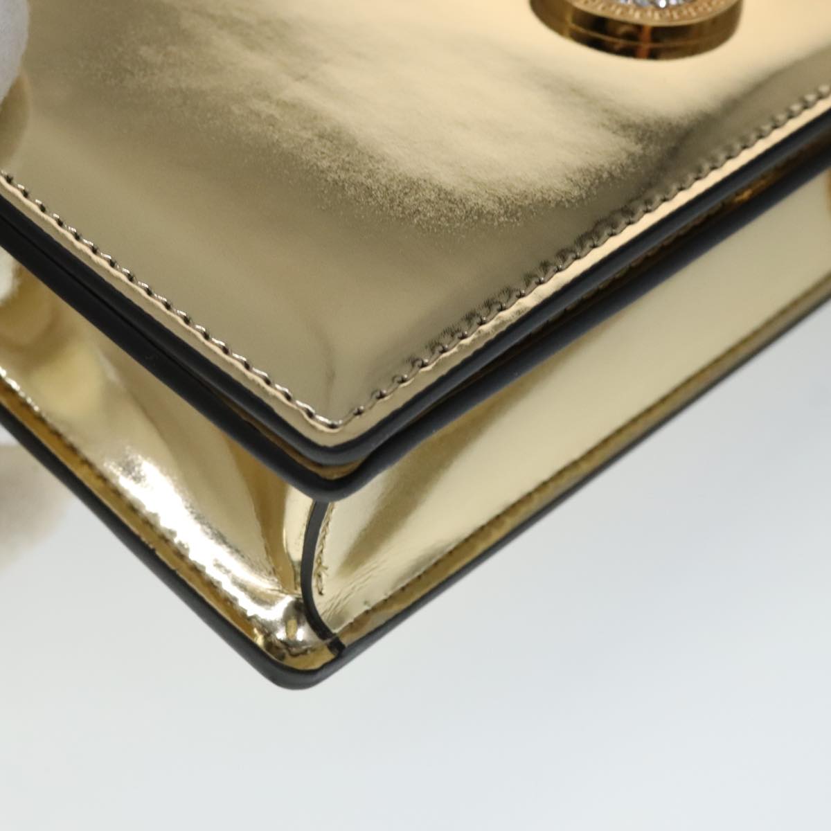 Versace Medusa Gold Patent Leather Shoulder Bag (Pre-Owned)