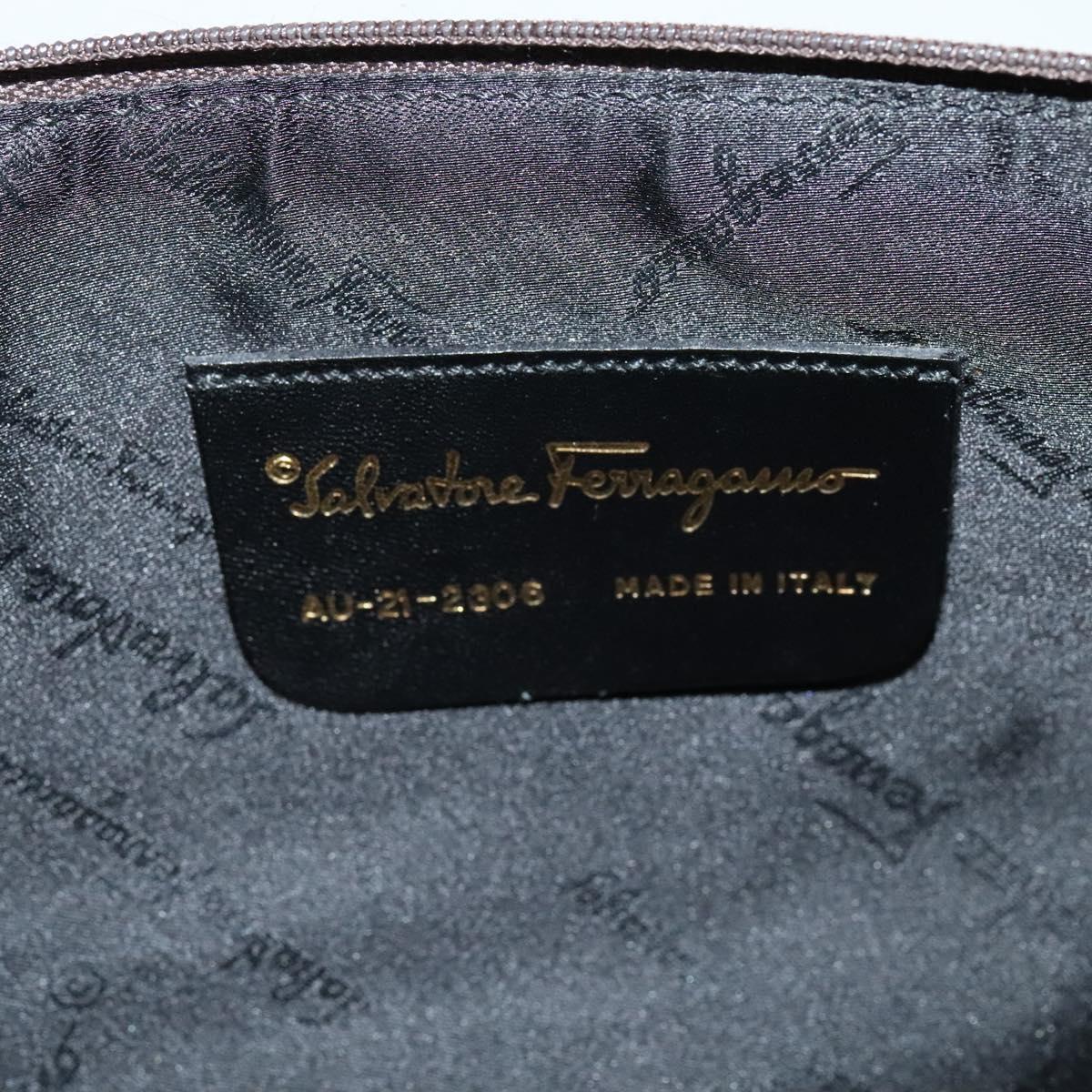 Salvatore Ferragamo Gancini Navy Canvas Handbag (Pre-Owned)