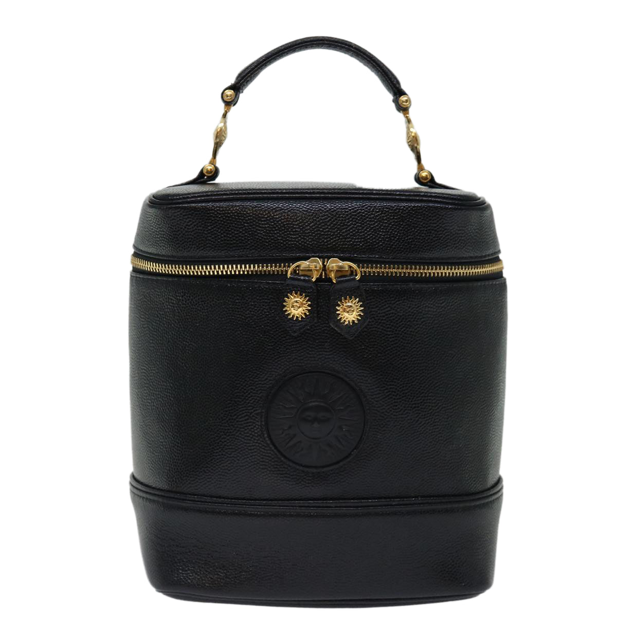 Versace Vanity Black Leather Handbag (Pre-Owned)