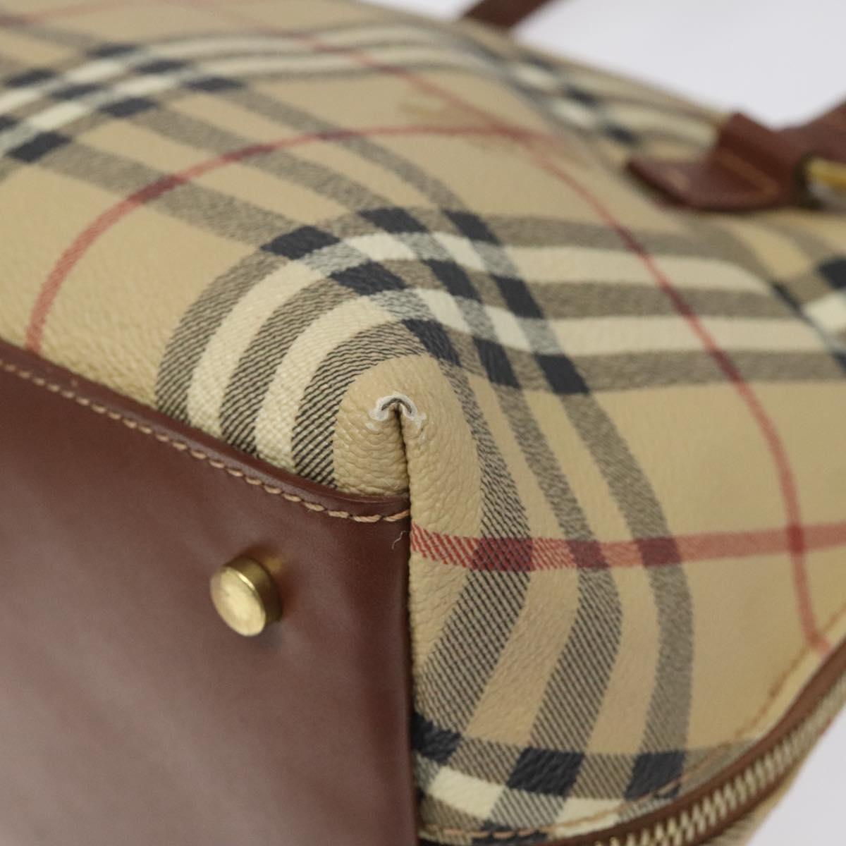 Burberry Nova Check Beige Canvas Handbag (Pre-Owned)
