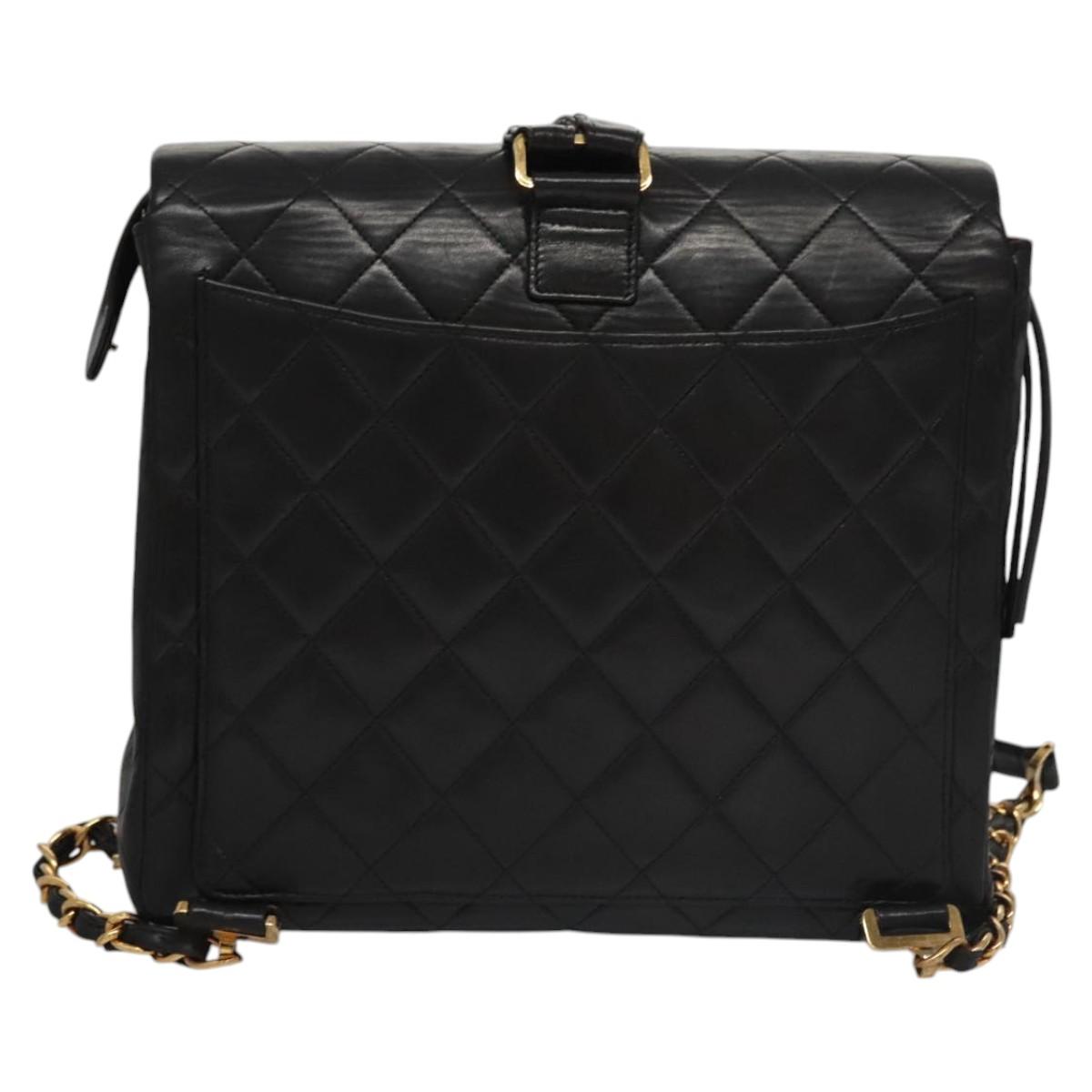 Chanel Single Flap Black Leather Backpack Bag (Pre-Owned)
