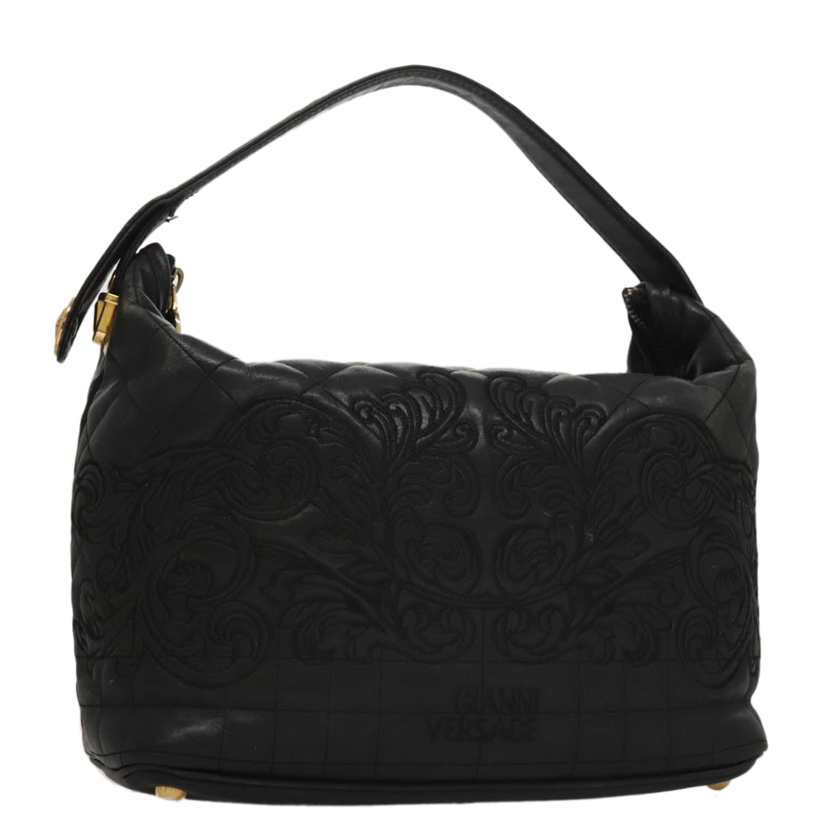 Versace Black Leather Handbag (Pre-Owned)