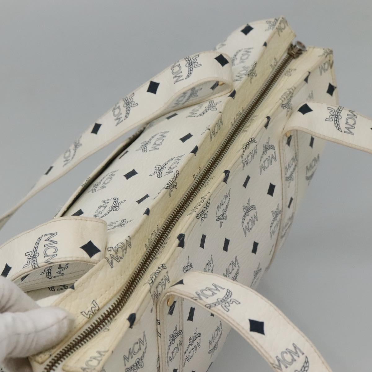 MCM Visetos White Canvas Tote Bag (Pre-Owned)