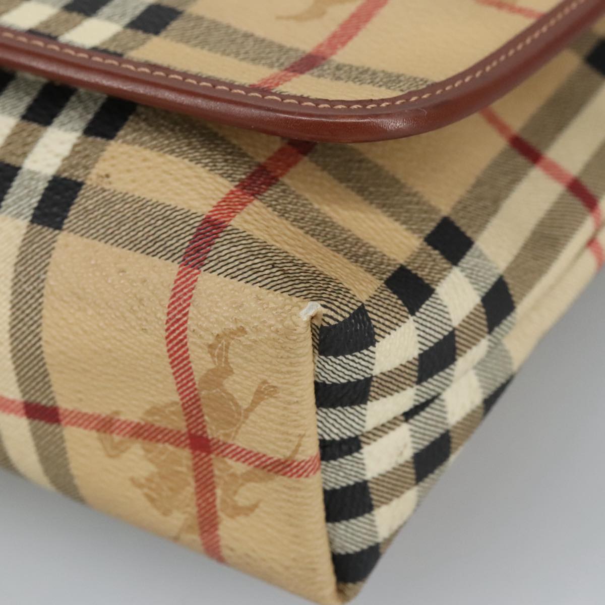 Burberry Nova Check Beige Canvas Shoulder Bag (Pre-Owned)