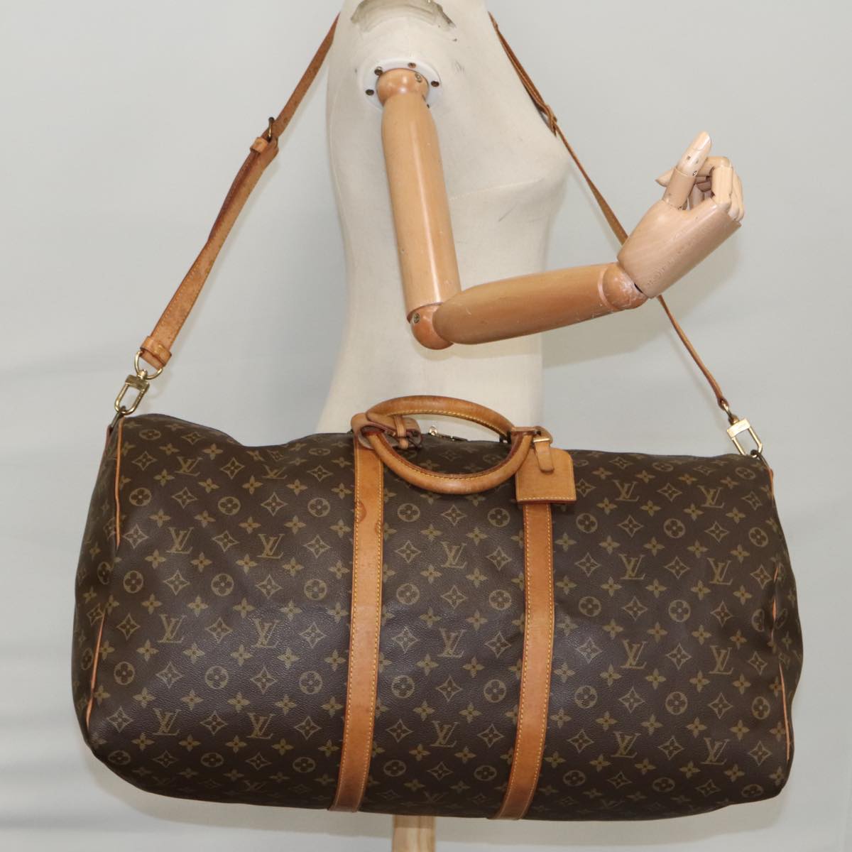 Louis Vuitton Keepall Bandoulière 60 Brown Canvas Travel Bag (Pre-Owned)