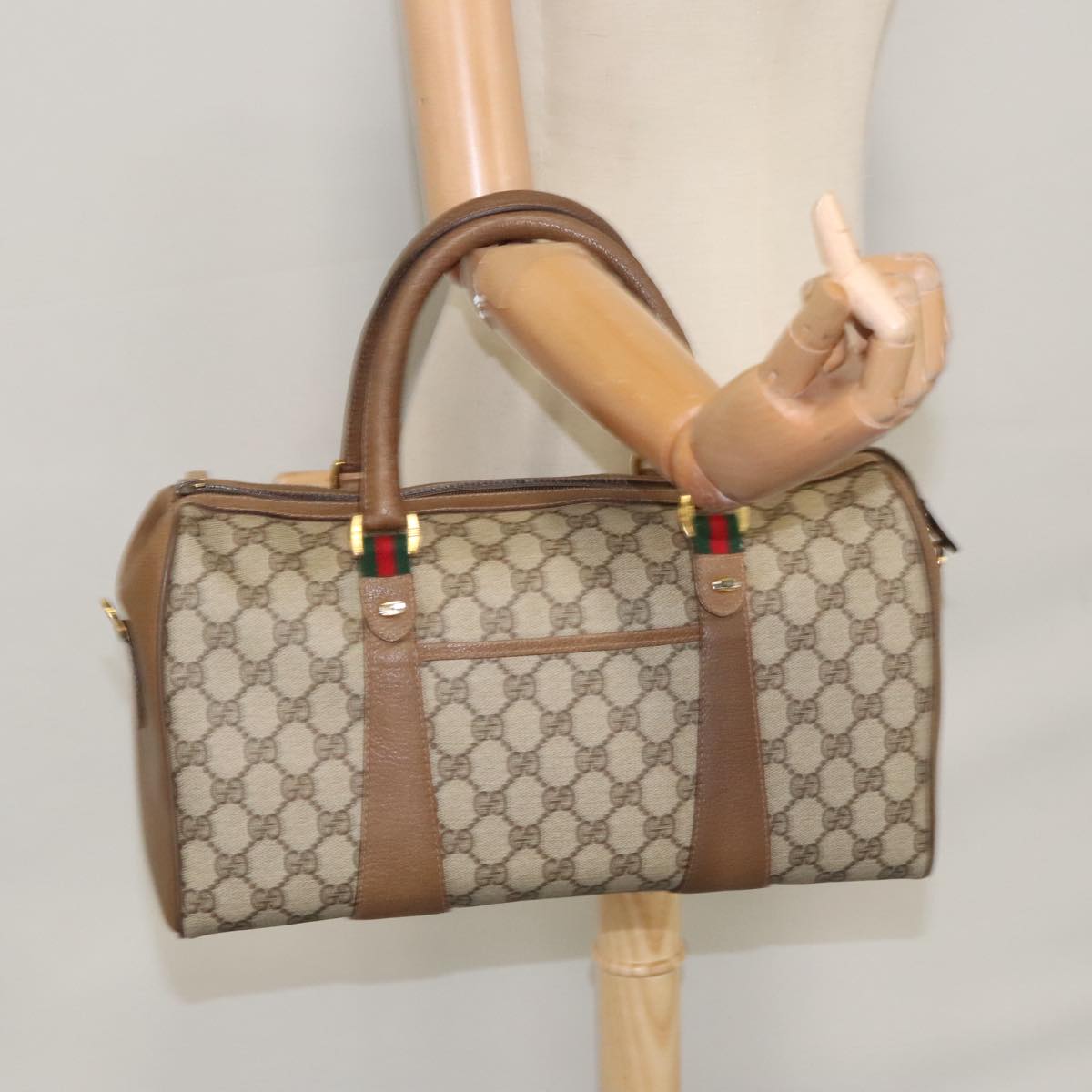 Gucci Sherry Beige Canvas Travel Bag (Pre-Owned)