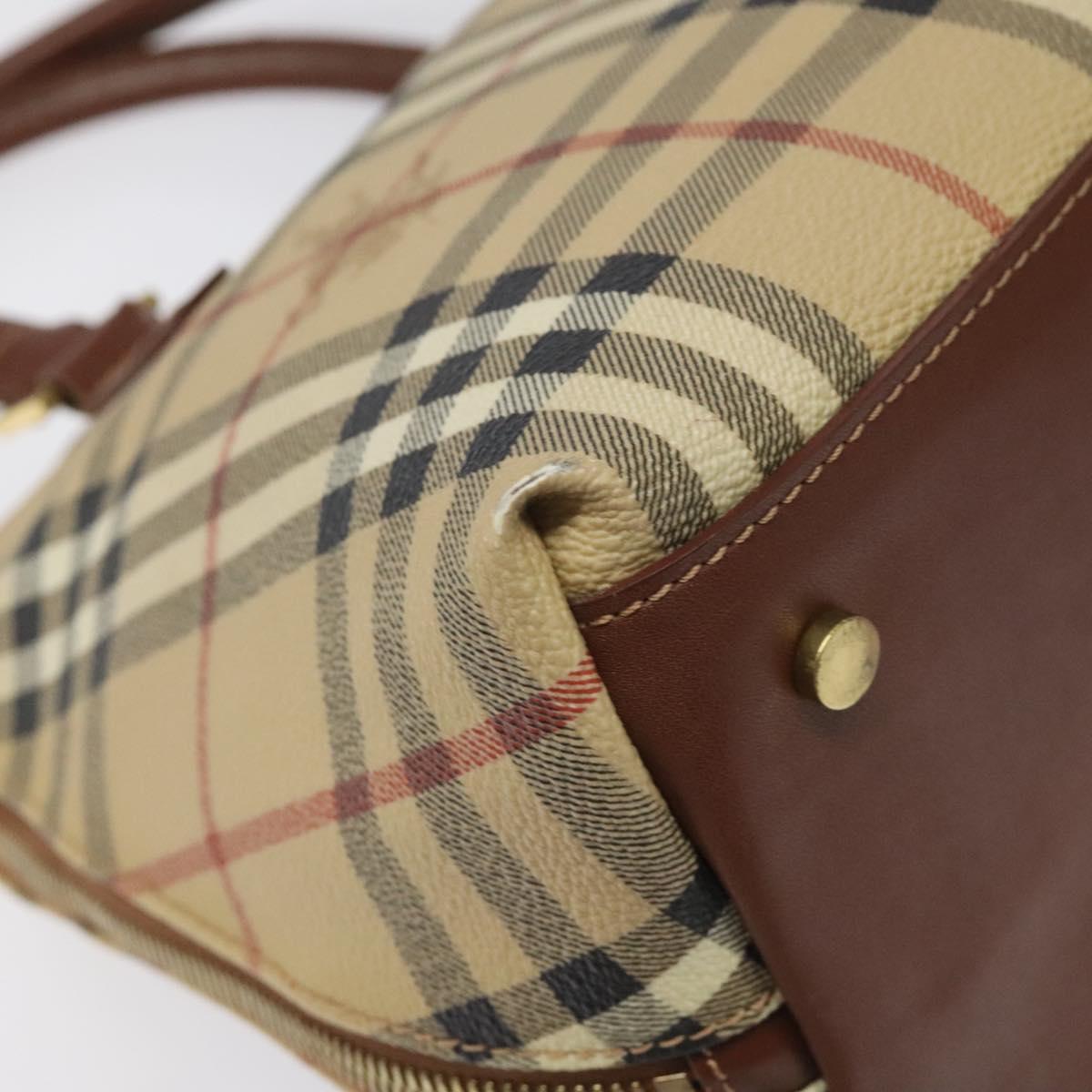 Burberry Nova Check Beige Canvas Handbag (Pre-Owned)