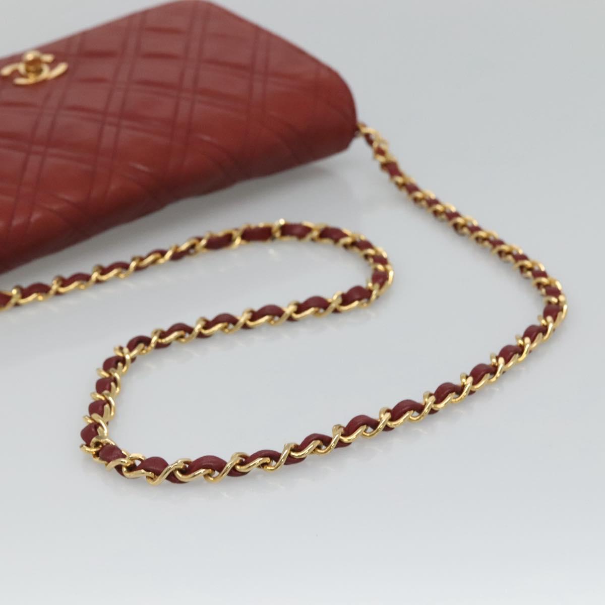 Chanel Single Flap Red Leather Shoulder Bag (Pre-Owned)