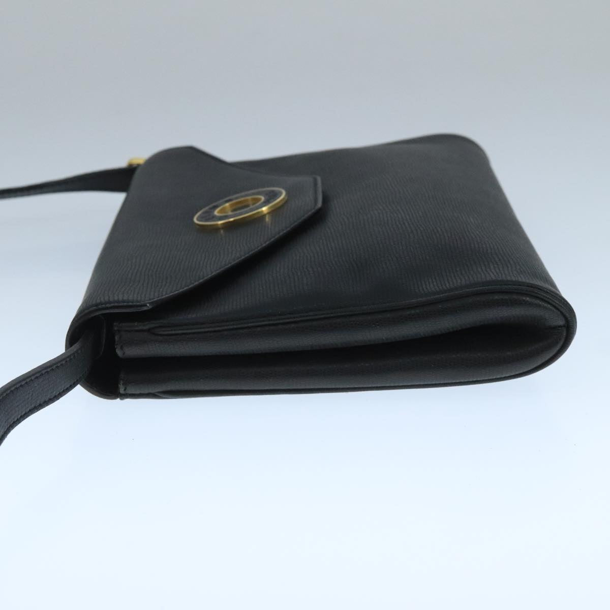 Céline Logo Du Cercle Black Leather Shoulder Bag (Pre-Owned)