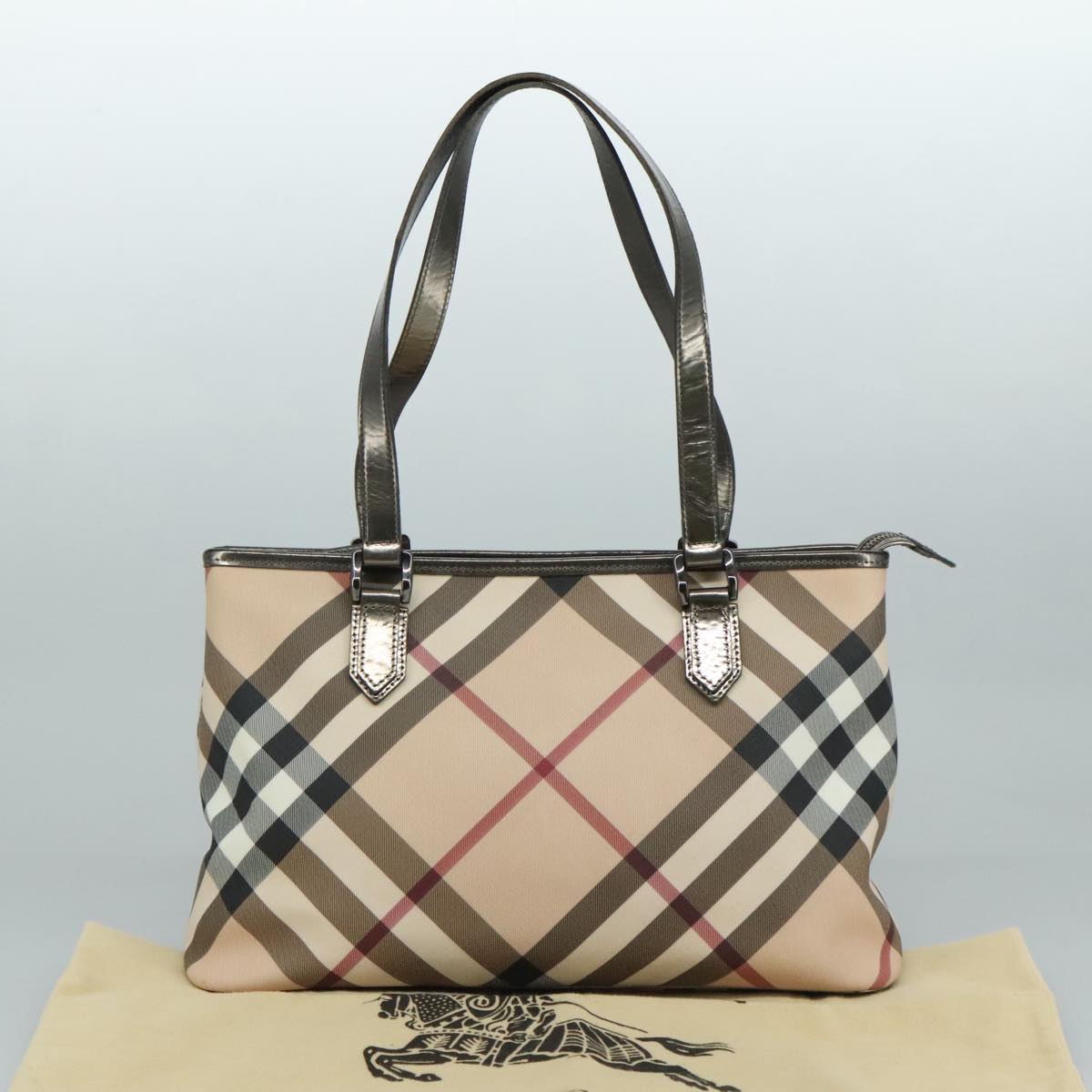 Burberry Nova Check Beige Canvas Tote Bag (Pre-Owned)