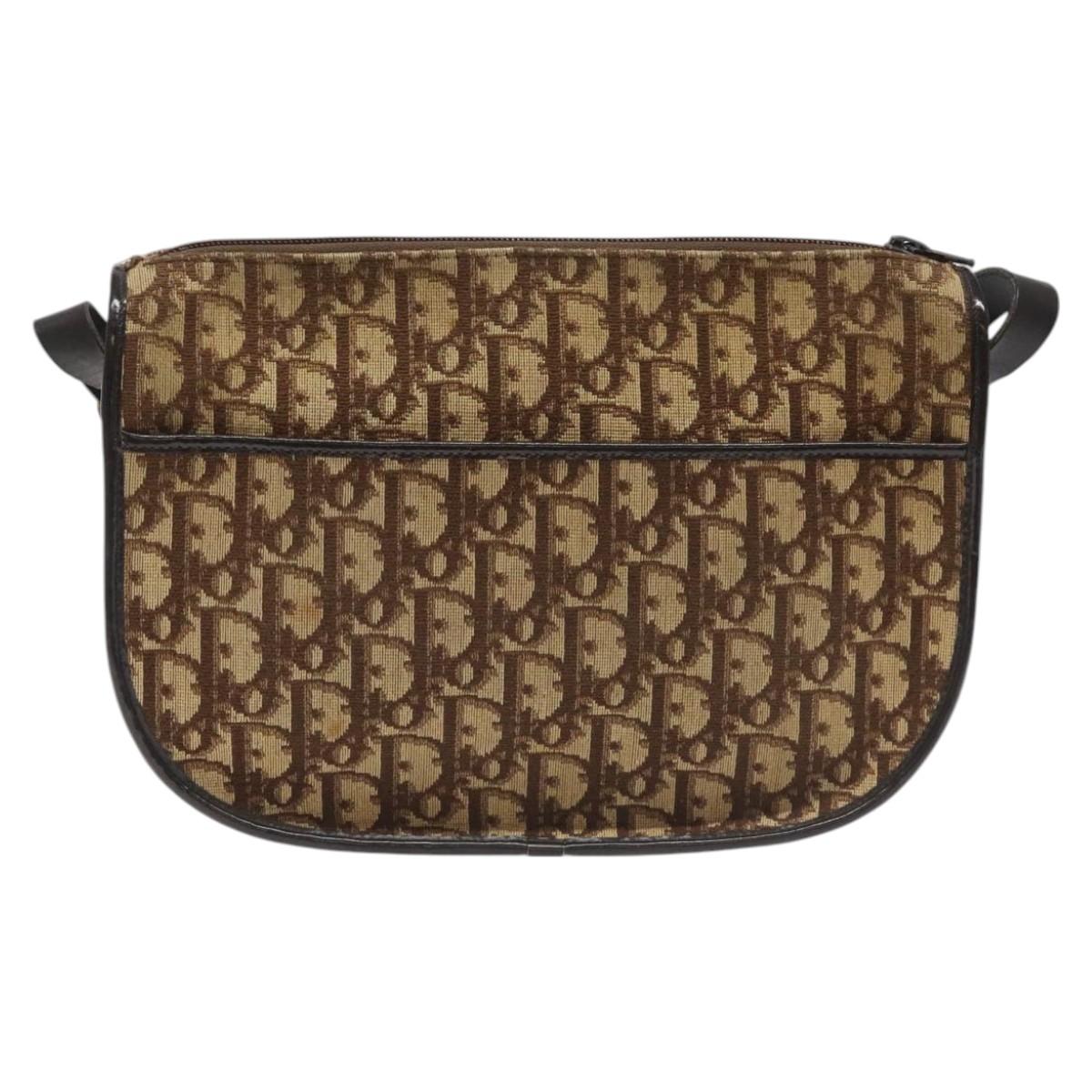 Dior Trotter Brown Canvas Shoulder Bag (Pre-Owned)
