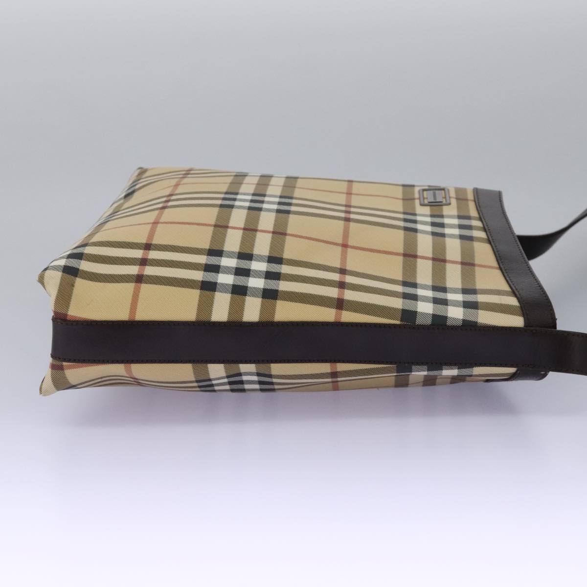 Burberry Nova Check Beige Canvas Shoulder Bag (Pre-Owned)