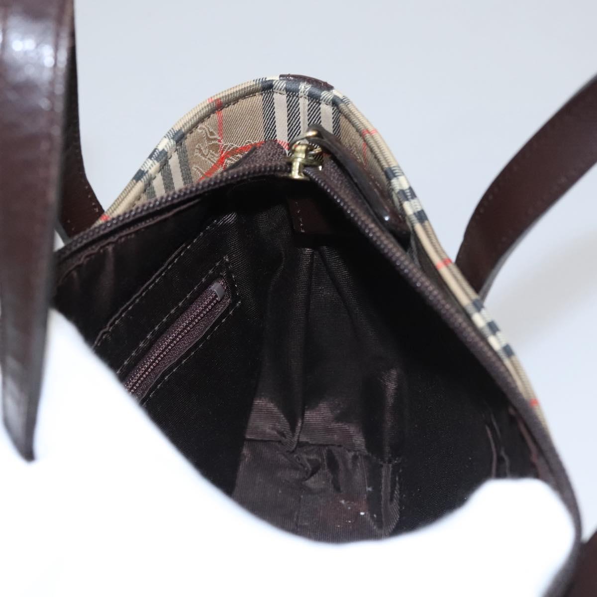 Burberry Nova Check Beige Canvas Handbag (Pre-Owned)