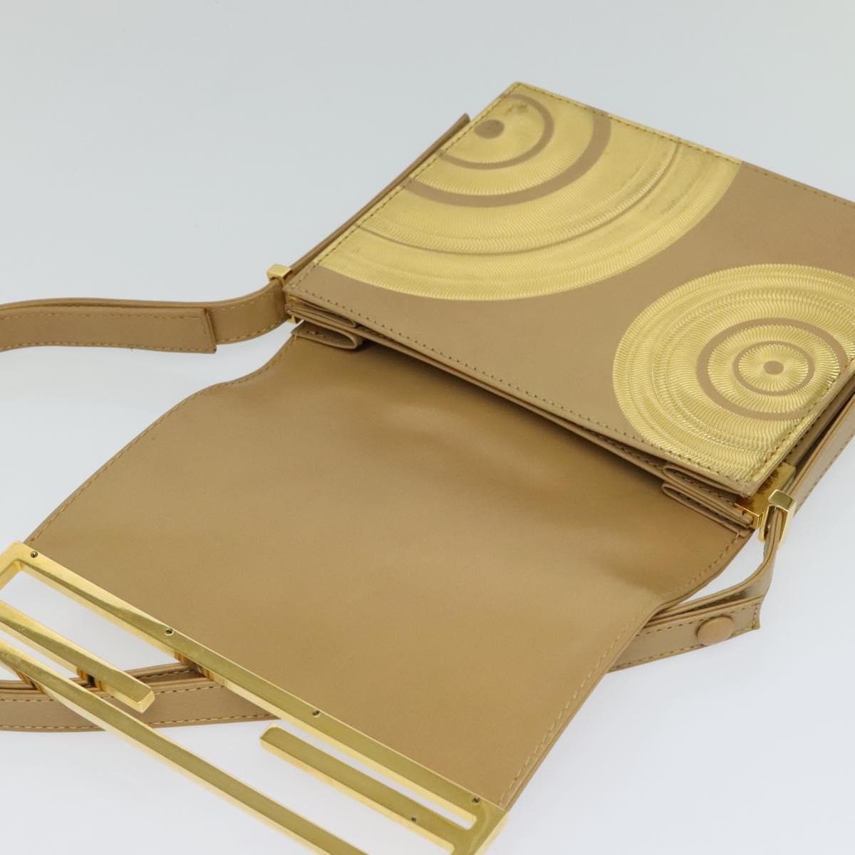 Fendi Gold Leather Shoulder Bag (Pre-Owned)