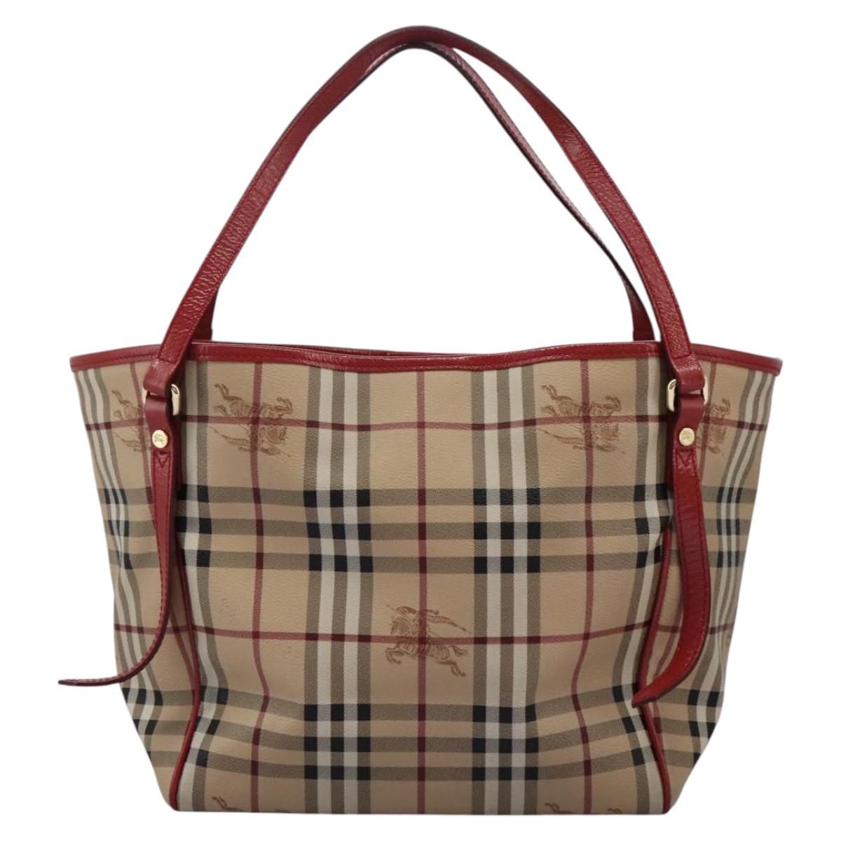 Burberry Haymarket Beige Canvas Tote Bag (Pre-Owned)