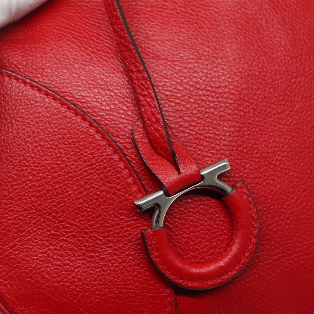 Salvatore Ferragamo Gancini Red Leather Shoulder Bag (Pre-Owned)