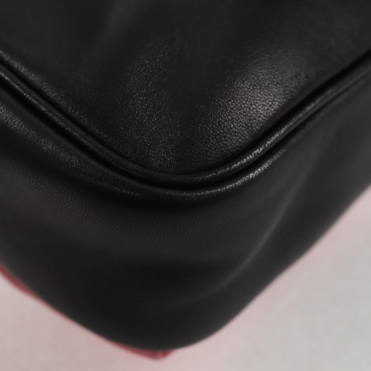 Prada Ribbon Black Leather Shoulder Bag (Pre-Owned)