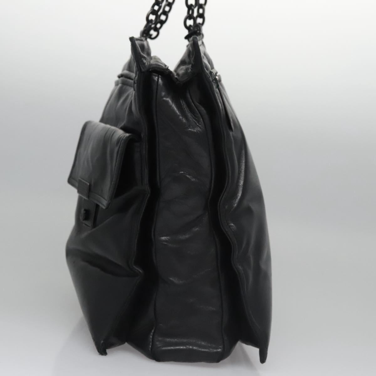 Bottega Veneta Tambura Black Leather Tote Bag (Pre-Owned)