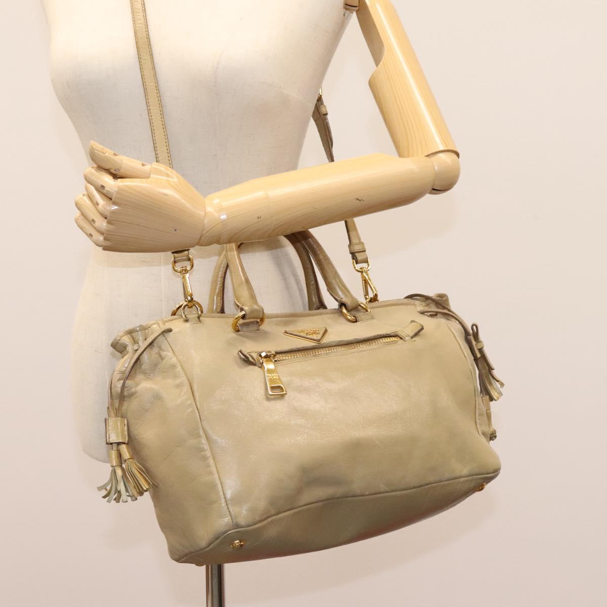 Prada Vitello Beige Leather Handbag (Pre-Owned)