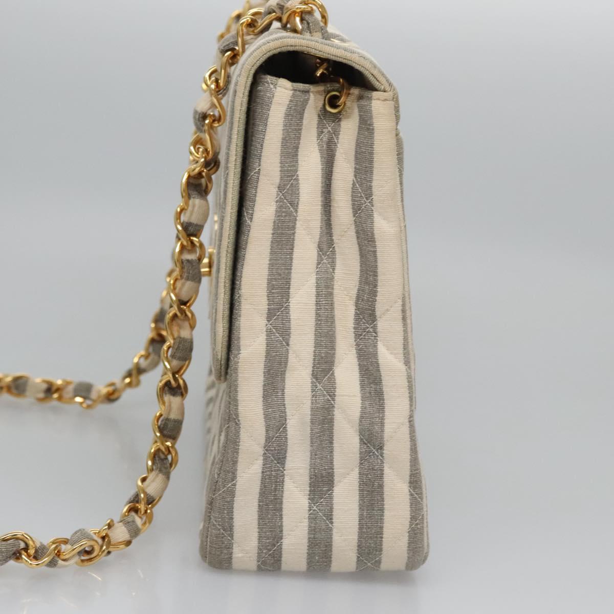 Chanel Cc Grey Canvas Shoulder Bag (Pre-Owned)