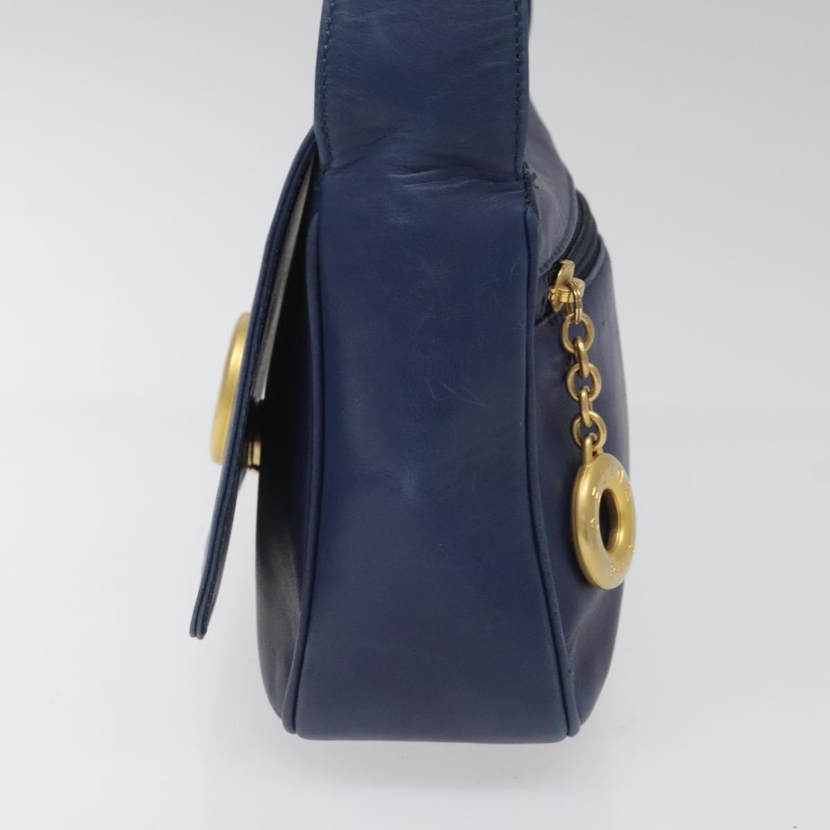 Céline Logo Du Cercle Blue Leather Shoulder Bag (Pre-Owned)