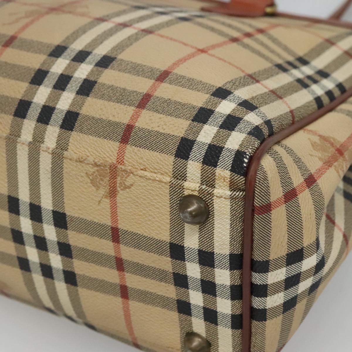 Burberry Nova Check Beige Canvas Shoulder Bag (Pre-Owned)