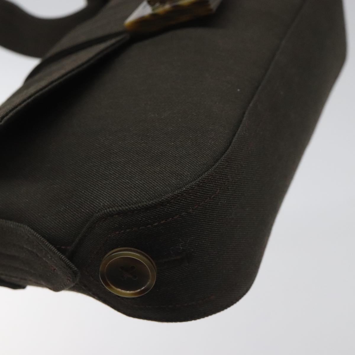 Salvatore Ferragamo Gancini Black Canvas Shoulder Bag (Pre-Owned)