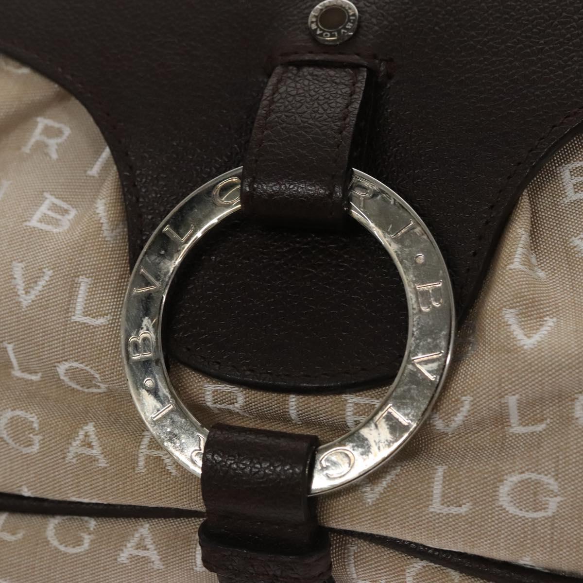 Bulgari Logo Mania Beige Canvas Handbag (Pre-Owned)