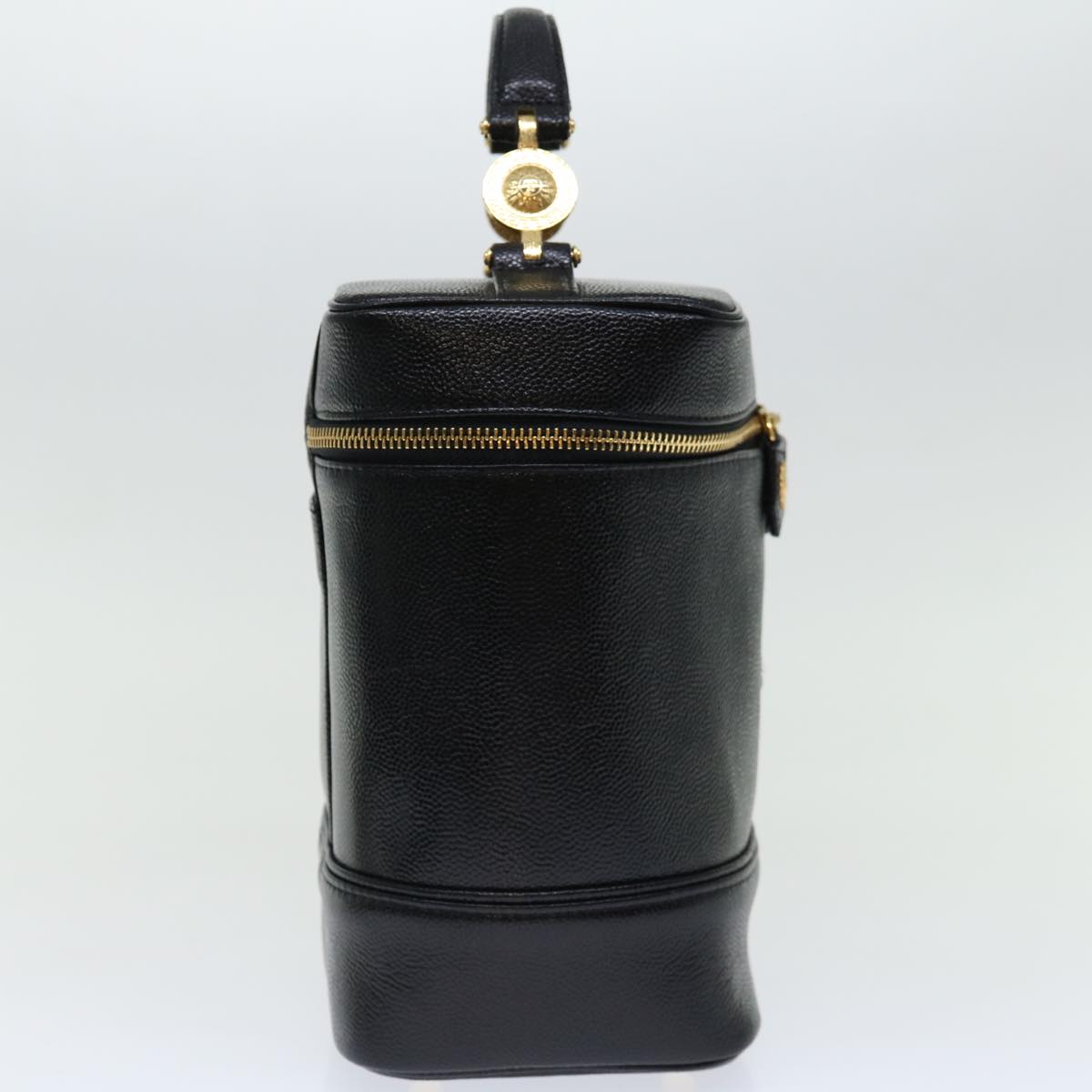 Versace Vanity Black Leather Handbag (Pre-Owned)