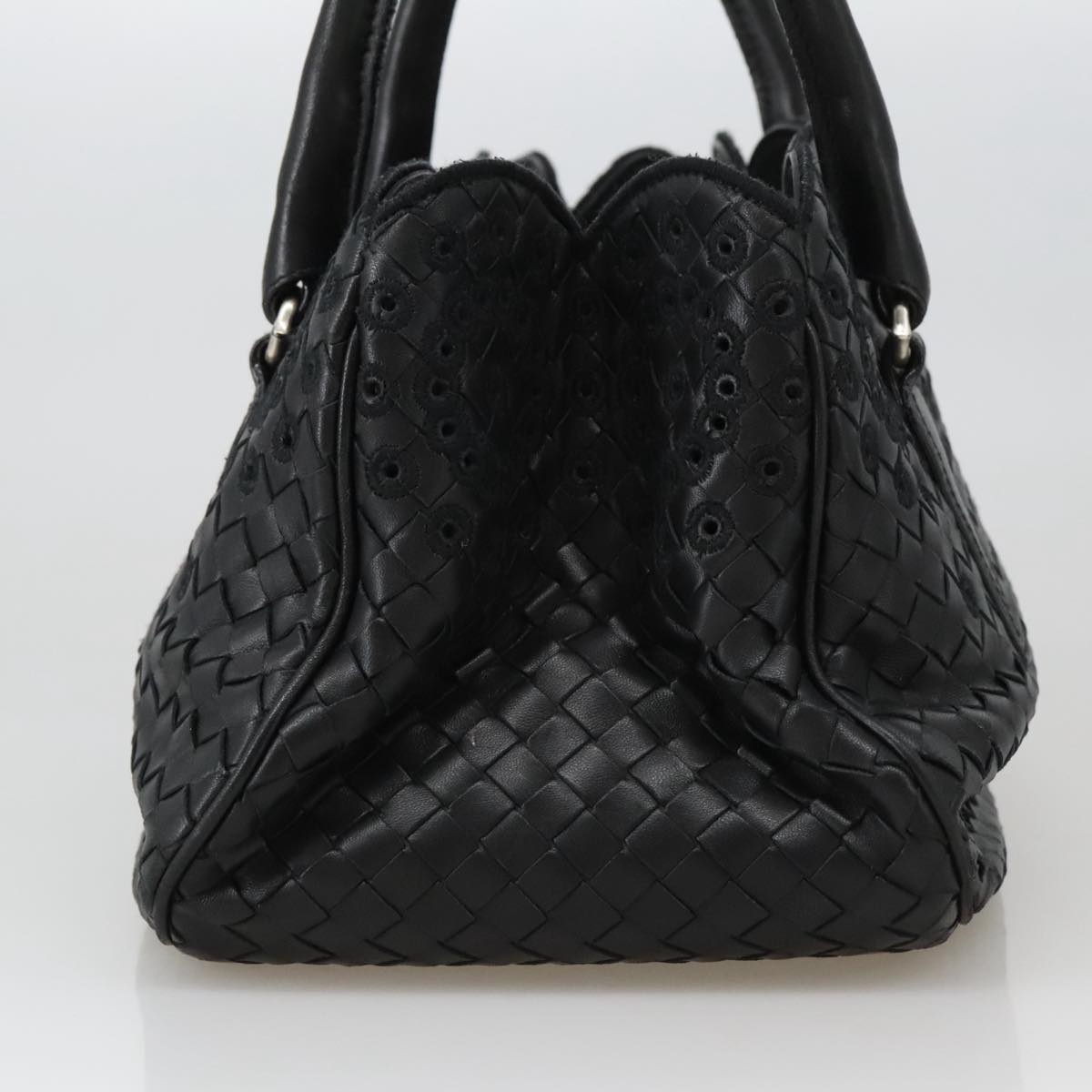 Bottega Veneta Intrecciato Black Leather Handbag (Pre-Owned)