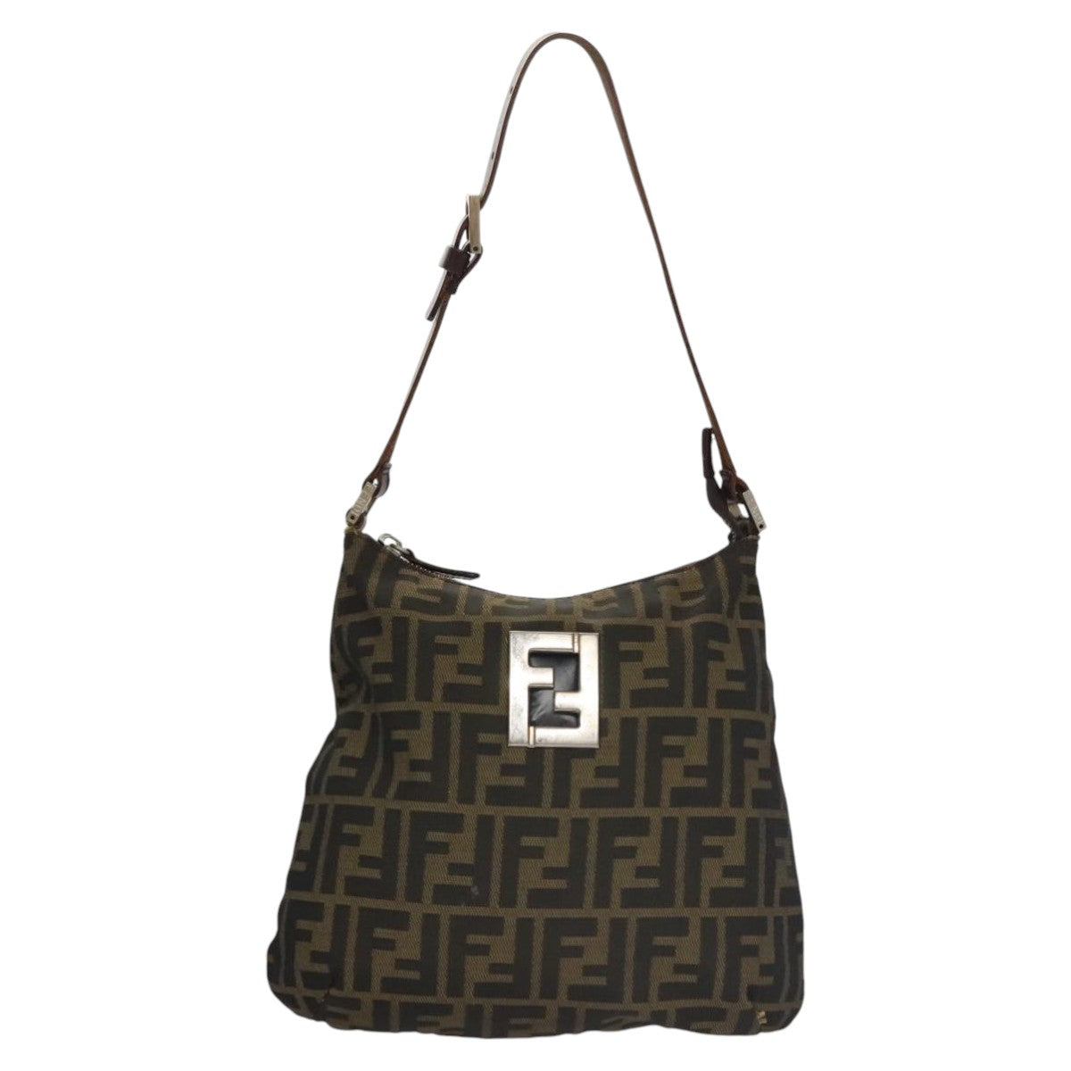 Fendi Hobo Brown Canvas Shoulder Bag (Pre-Owned)