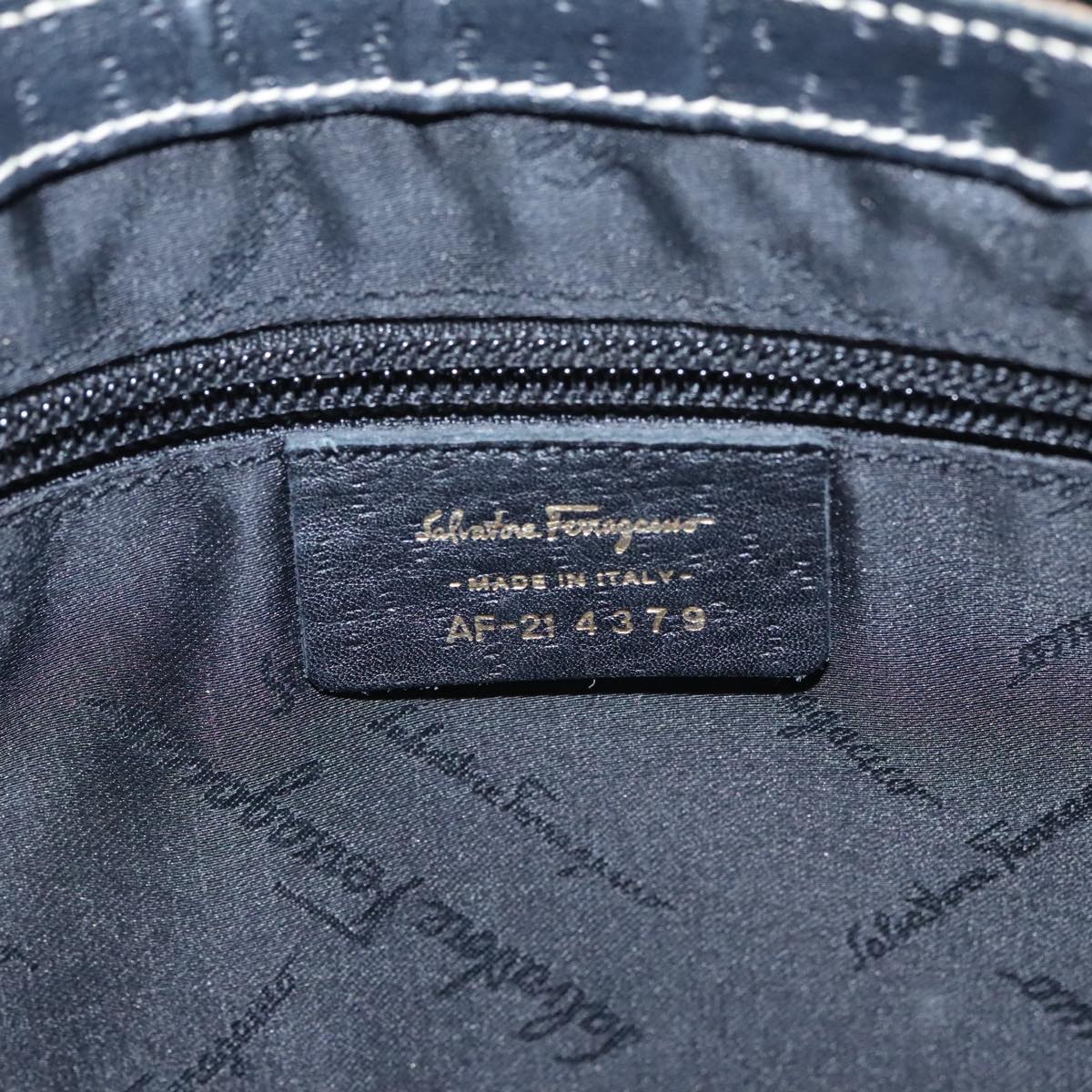 Salvatore Ferragamo Gancini Black Leather Shoulder Bag (Pre-Owned)