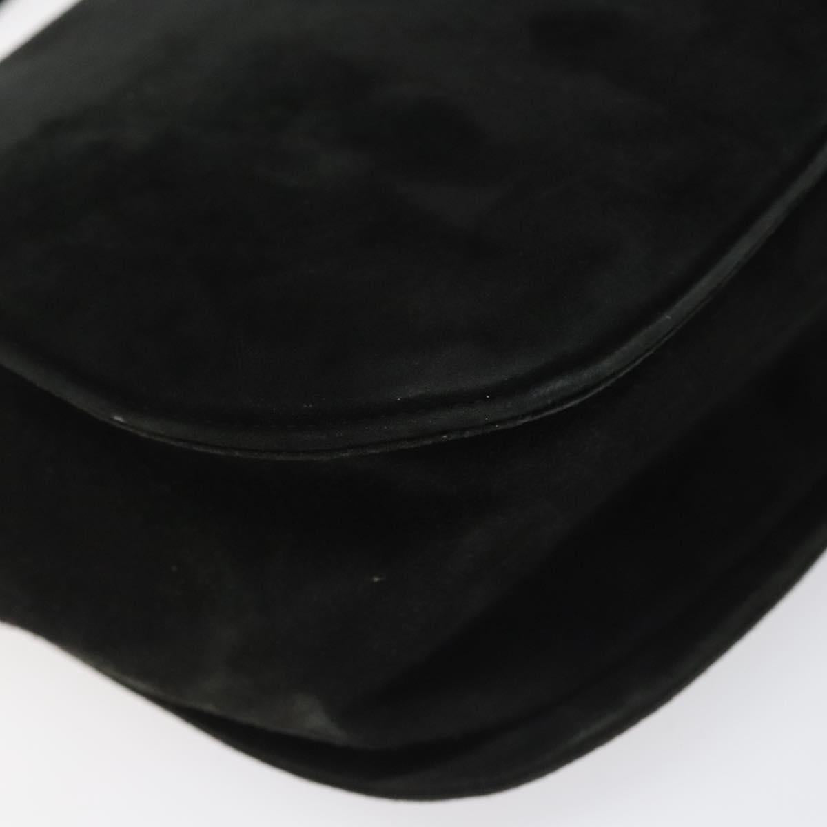 Salvatore Ferragamo Gancini Black Suede Shoulder Bag (Pre-Owned)