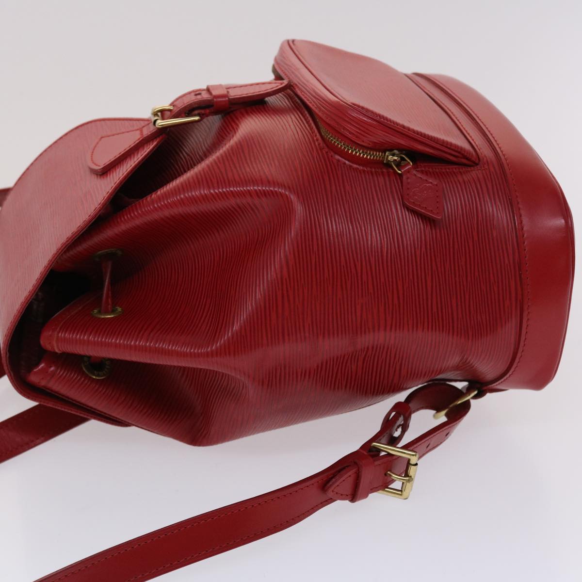 Louis Vuitton Montsouris Red Leather Backpack Bag (Pre-Owned)