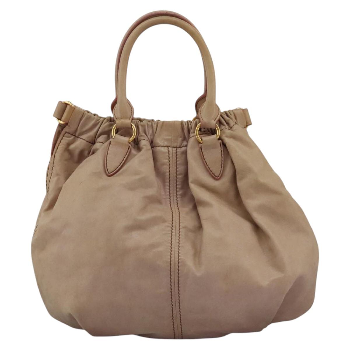 Miu Miu Vitello Beige Leather Handbag (Pre-Owned)