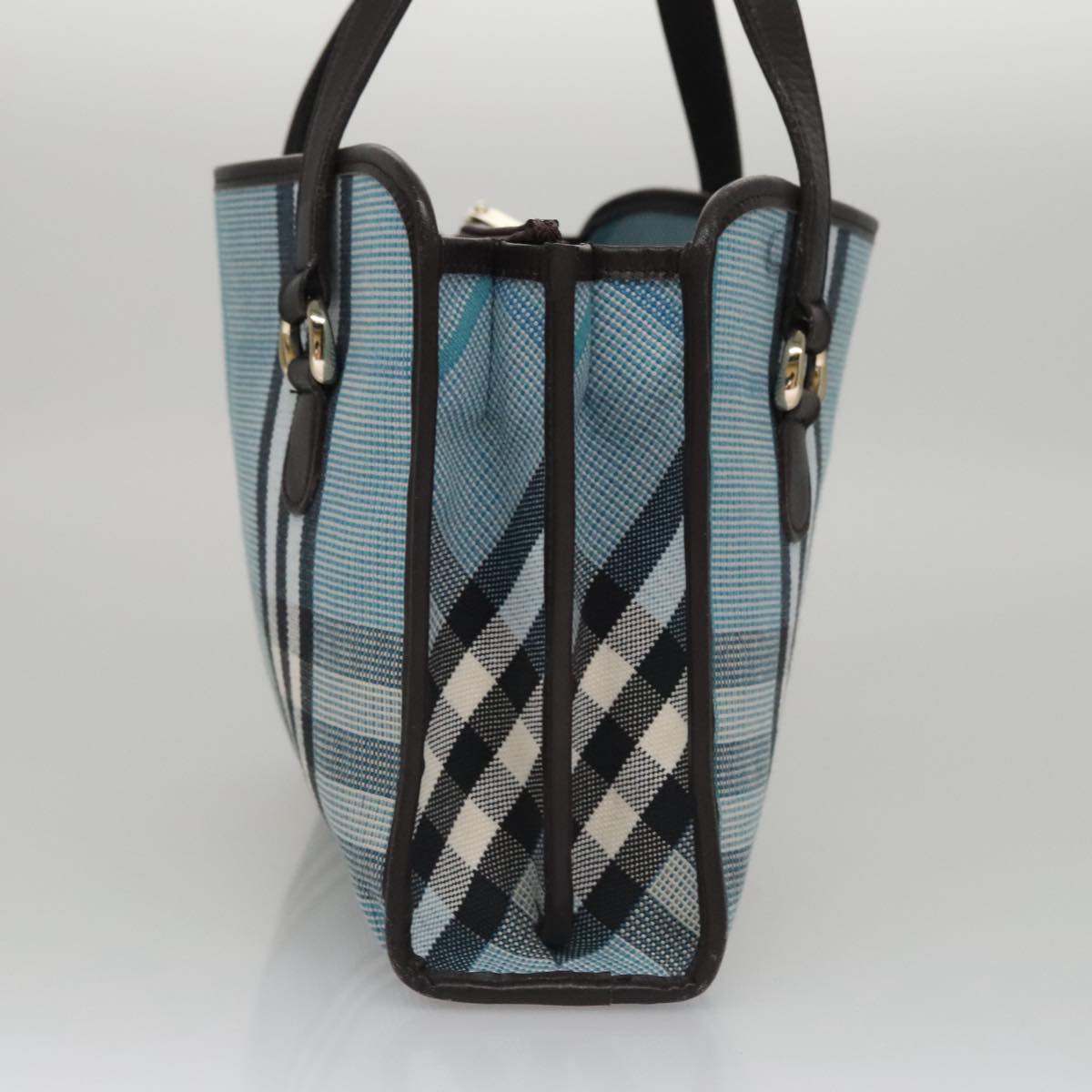 Burberry Nova Check Blue Canvas Handbag (Pre-Owned)