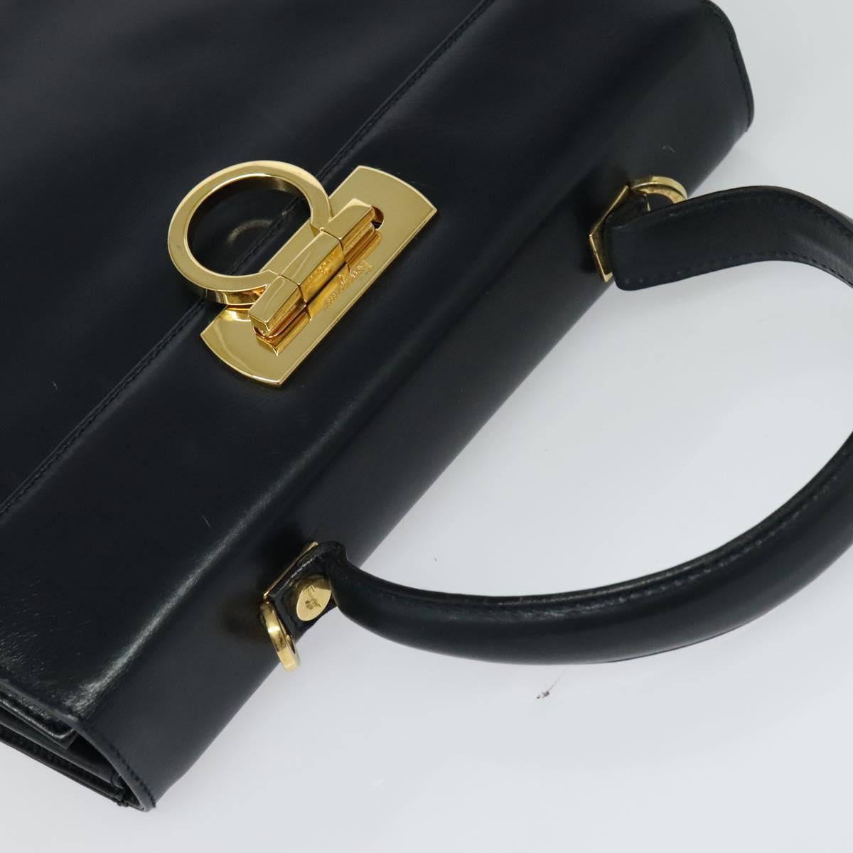 Salvatore Ferragamo Gancini Black Leather Handbag (Pre-Owned)