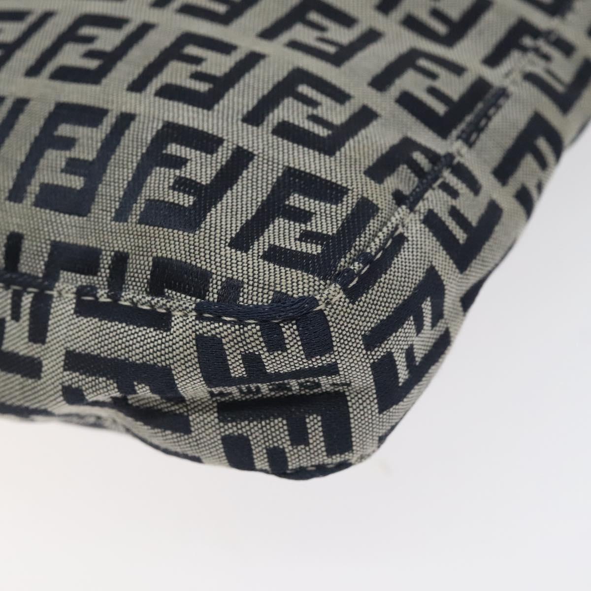 Fendi Zucchino Navy Canvas Shoulder Bag (Pre-Owned)