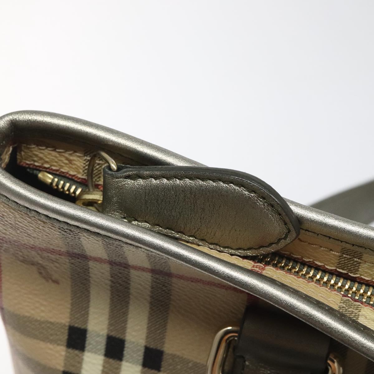 Burberry Haymarket Beige Canvas Shoulder Bag (Pre-Owned)