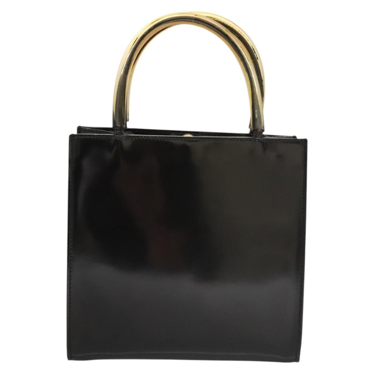 Salvatore Ferragamo Wanda Black Patent Leather Handbag (Pre-Owned)