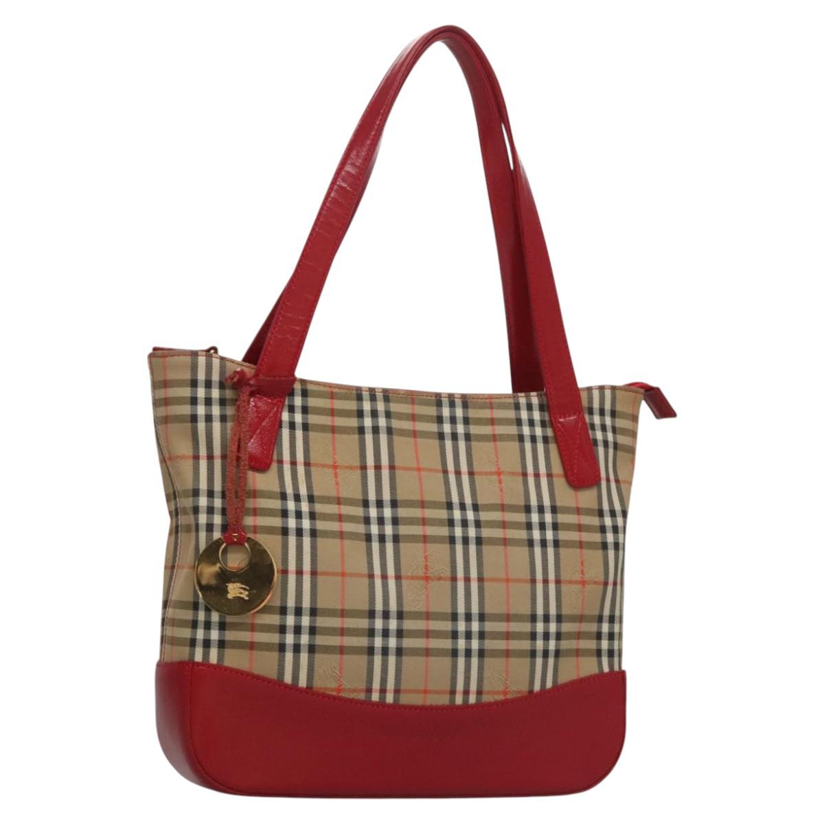 Burberry Nova Check Beige Canvas Tote Bag (Pre-Owned)