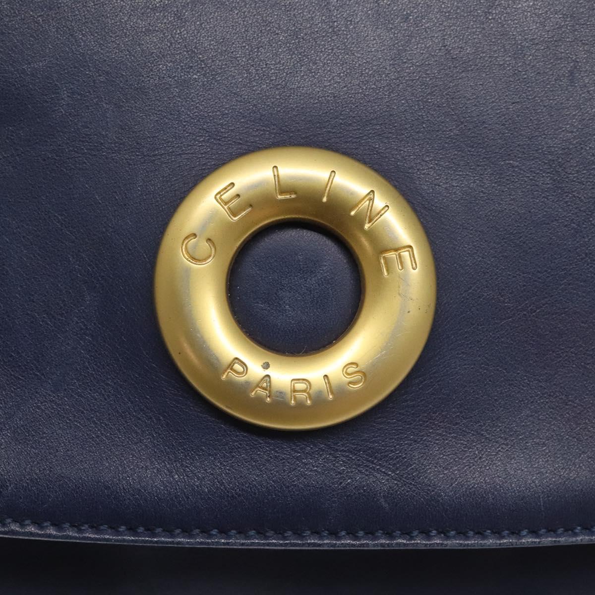 Céline Logo Du Cercle Blue Leather Shoulder Bag (Pre-Owned)