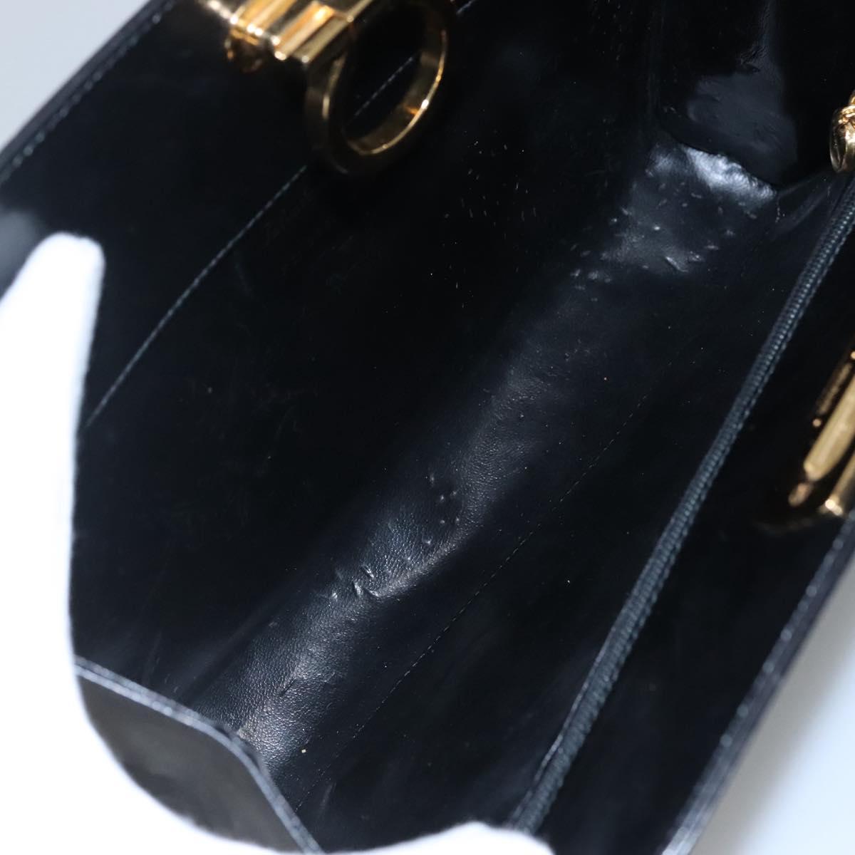 Salvatore Ferragamo Gancini Black Leather Shoulder Bag (Pre-Owned)