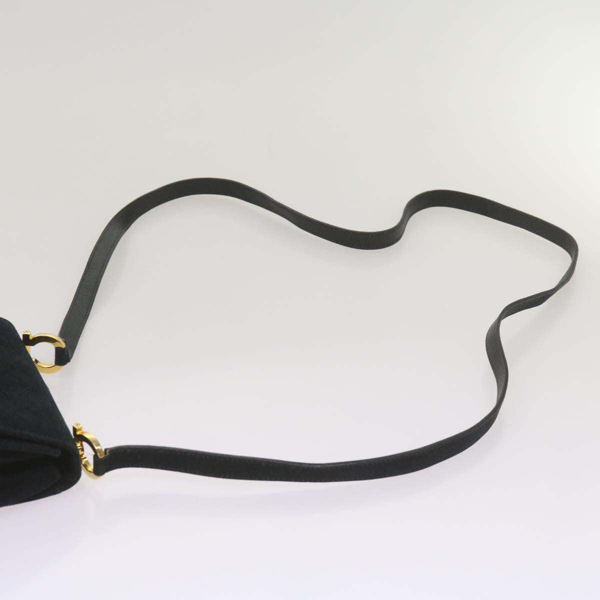 Salvatore Ferragamo Gancini Black Suede Shoulder Bag (Pre-Owned)