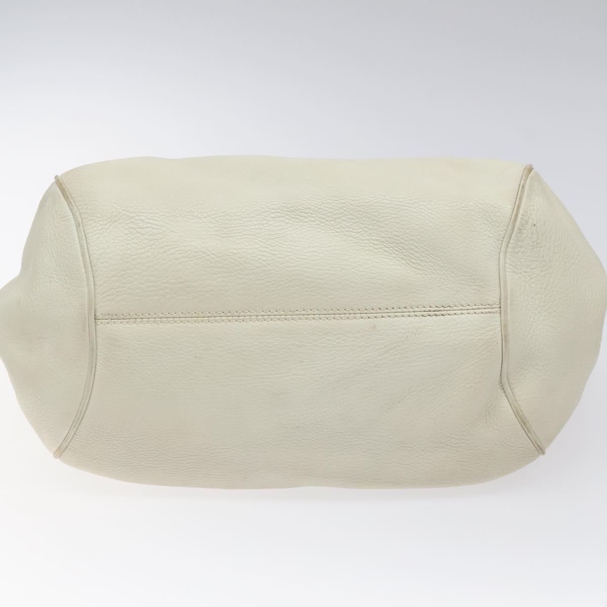 Salvatore Ferragamo Gancini White Leather Tote Bag (Pre-Owned)