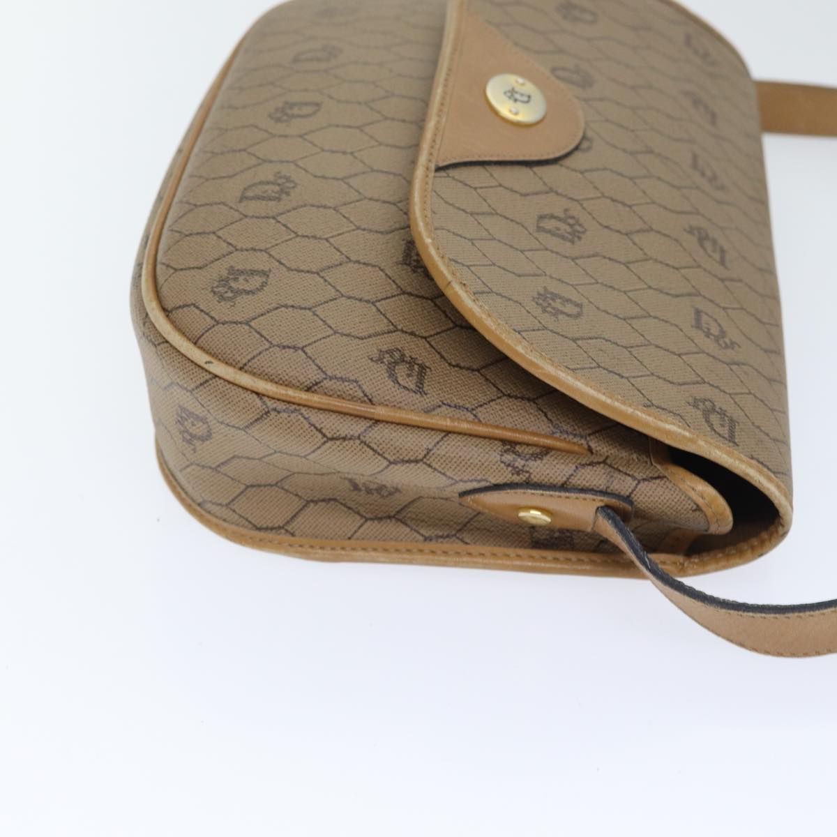 Dior Honeycomb Brown Canvas Shoulder Bag (Pre-Owned)
