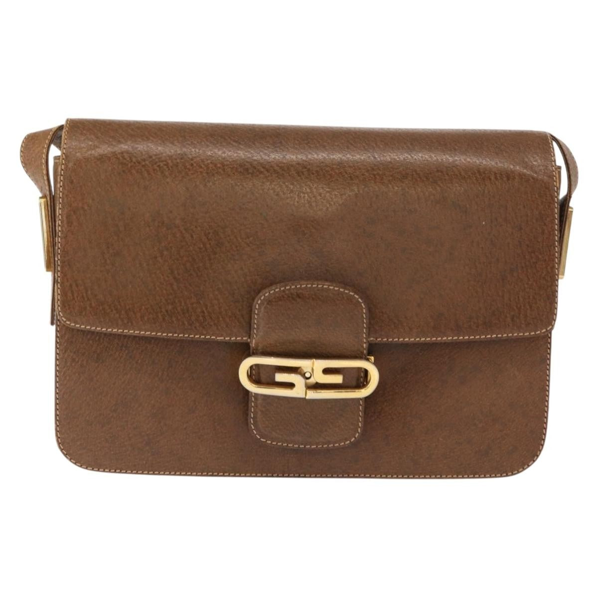 Gucci Vintage Flap Leather Brown Leather Shoulder Bag Bag (Pre-Owned)